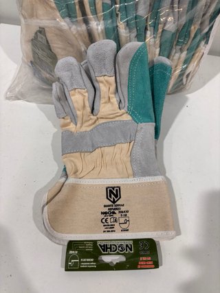12 Pares Guantes Serraje Refuerzo T-10