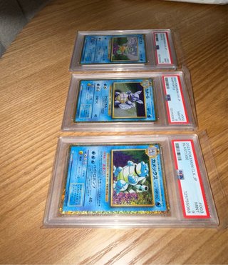 Trío Pokémon Squirtle, Wartortle, Blastoise PSA