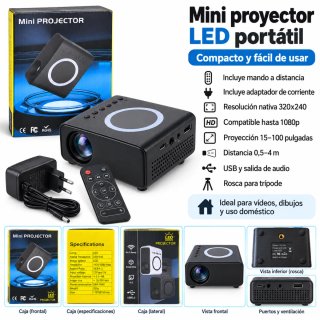 Mini proyector LED portátil con mando