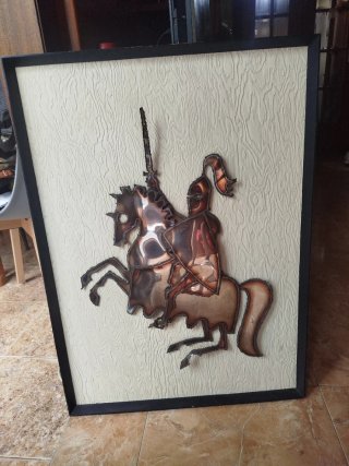 Cuadro Caballero Metal Madera