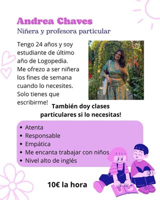 niñera y profesora particular en Málaga