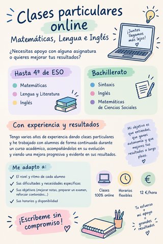 Clases online: Matemáticas, Lengua e Inglés
