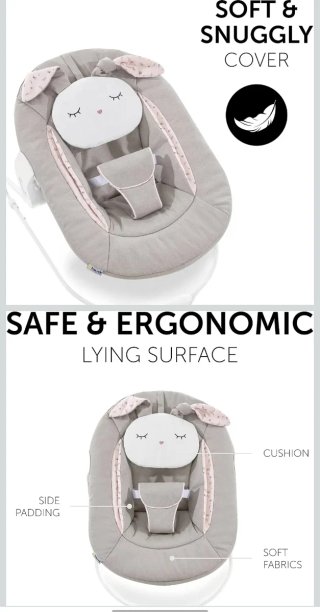 Trona Hauck Alpha + Bouncer Gris conejo