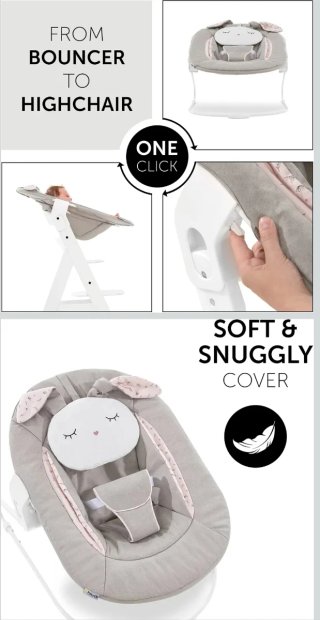 Trona Hauck Alpha + Bouncer Gris conejo