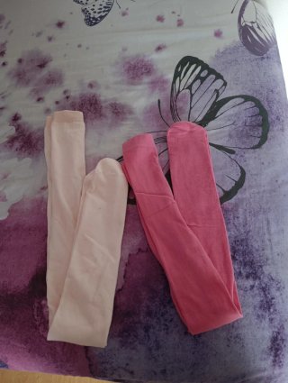 Leotardos beige y rosa