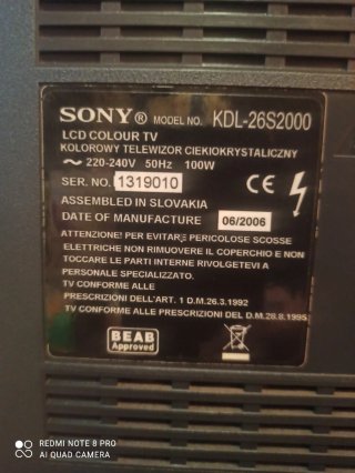 Televisión Sony Bravía 26 "TDT- DVB- HDMI-