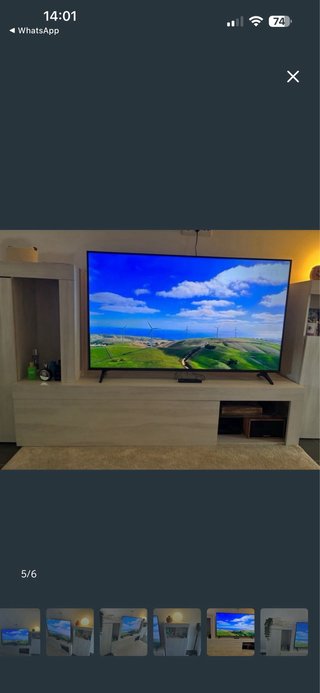 Mueble TV moderno blanco y beige