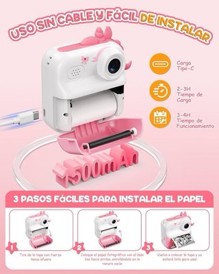 Cámara Infantil Instantánea ElecMoga Rosa/Blanca