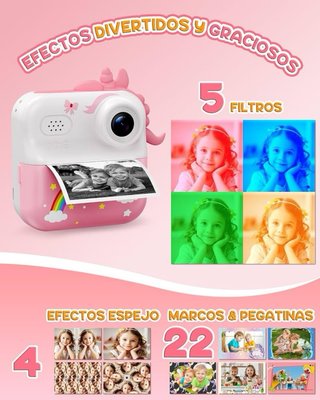 Cámara Infantil Instantánea ElecMoga Rosa/Blanca