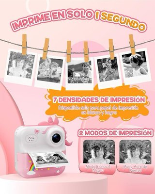 Cámara Infantil Instantánea ElecMoga Rosa/Blanca