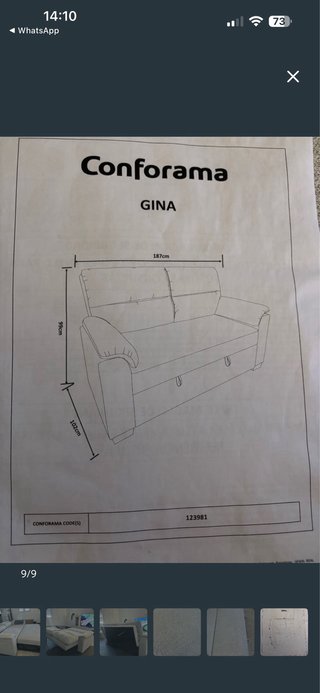 Sofá Cama Gina Gris Tela