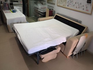 Sofá Cama Beige Tela
