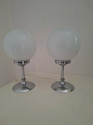 Coppia Lampade Vintage Vetro e Metallo