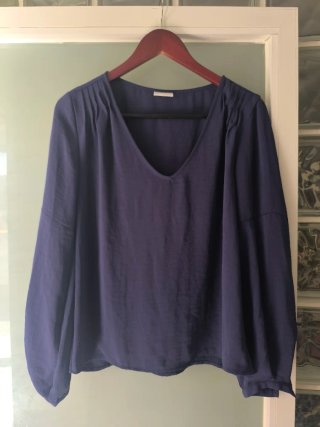 Blusa azul mujer manga larga