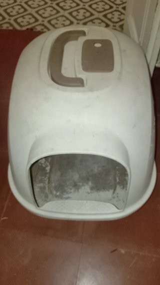 Arenero para gatos tapado.