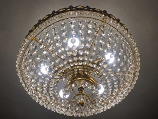 Lámpara vintage de techo cristal lágrima dorada