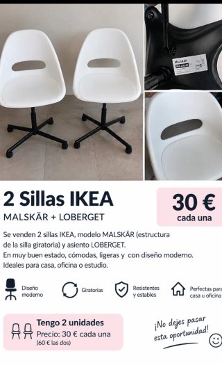 2 Sillas IKEA MALSKÄR + LOBERGET