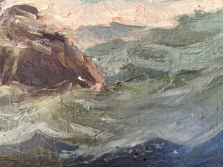 Pintura antigua de paisaje marino