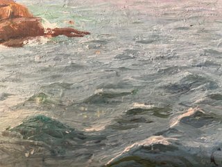 Pintura antigua de paisaje marino