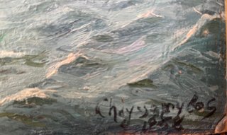 Pintura antigua de paisaje marino
