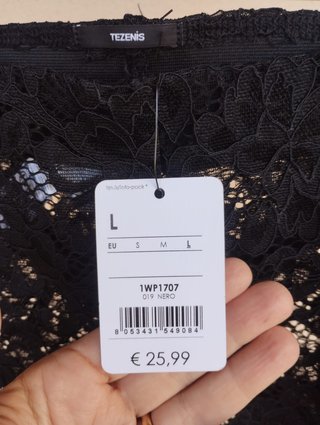 Pantaloni a zampa pizzo nero Tezenis L
