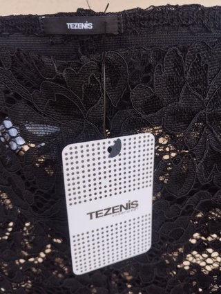 Pantaloni a zampa pizzo nero Tezenis L