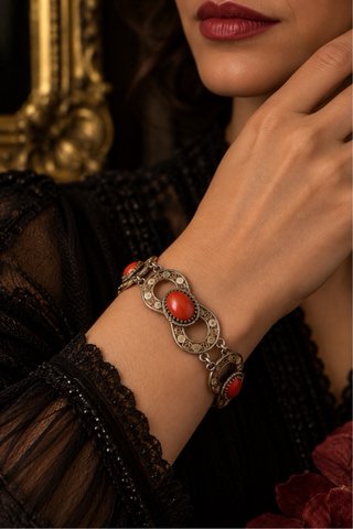 Bracciale Argento 800 Pasta Corallo Vintage