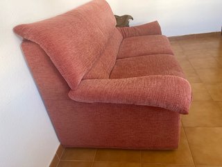 Sofá-cama rosa de tela