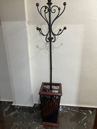 Perchero Paragüero Madera y Forja