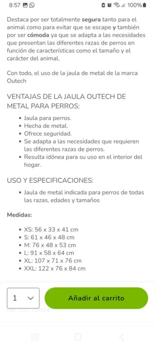 Jaula Perro Outech XL Negra