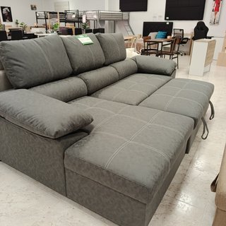 Sofá Cama Chaise Longue Gris 252cm