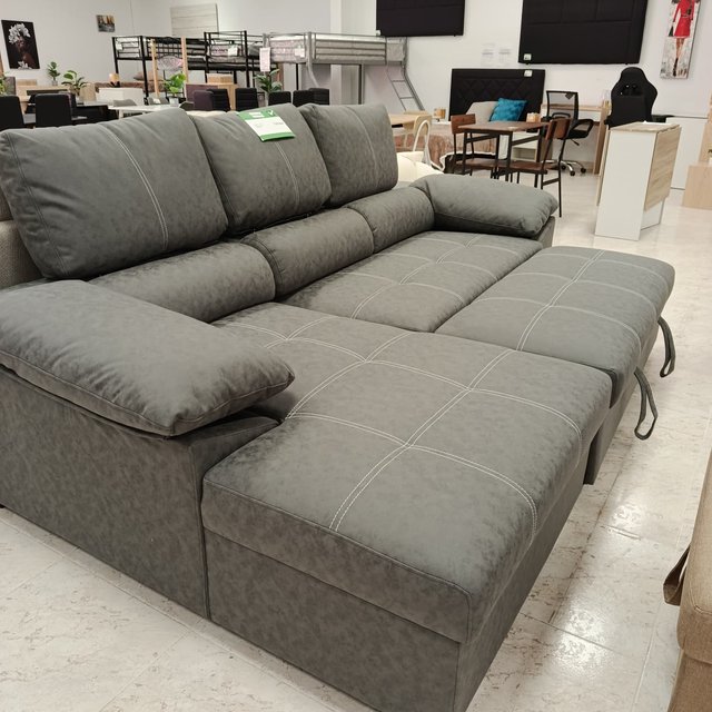 Sofá Cama Chaise Longue Gris 252cm