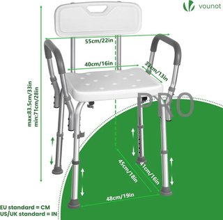 VOUNOT® Silla de Ducha con Respaldo y Reposabrazos