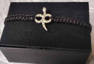 Bracciale cordino con ciondolo serpente argento