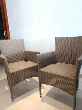 Sillas de terraza ratán (beige/marrón)