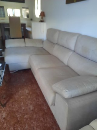 Sofá chaise longue beige tela