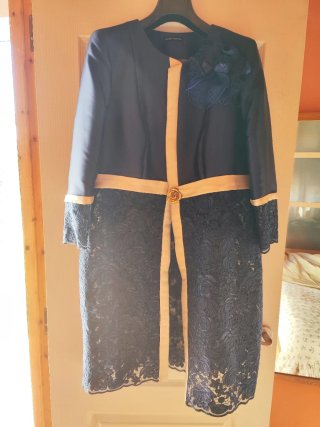 Vestido fiesta Isabel Campo azul/dorado T.L