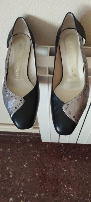Zapatos de salón mujer talla 37 negro/plata