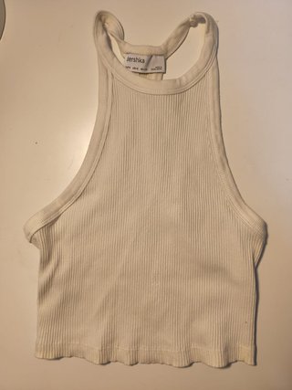 Top Bershka canalé tirantes blanco roto Talla S