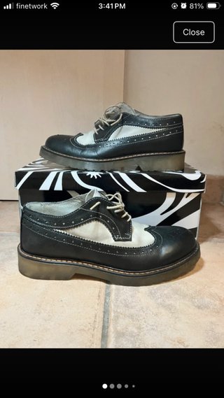 Zapatos Il Laccio Cuero Negro y Blanco