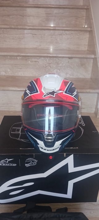 Casco Moto Alpinestars + Visera y Bolsa