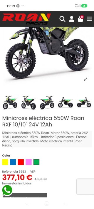 Moto Eléctrica Roan para niños