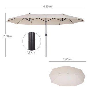 Sombrilla Doble Jardín 460x270cm Manivela Beige