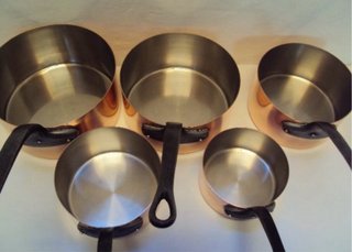 Set 5 Pentole in Rame e Acciaio Inossidabile