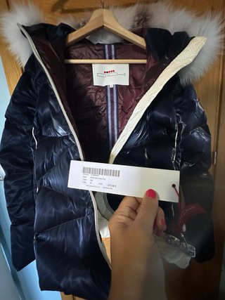 Plumífero Dichi Azul con Capucha de Pelo
