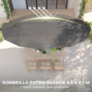 Sombrilla Doble Jardín 455x265cm Gris con Tara