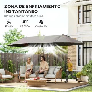 Sombrilla Doble Jardín 455x265cm Gris con Tara