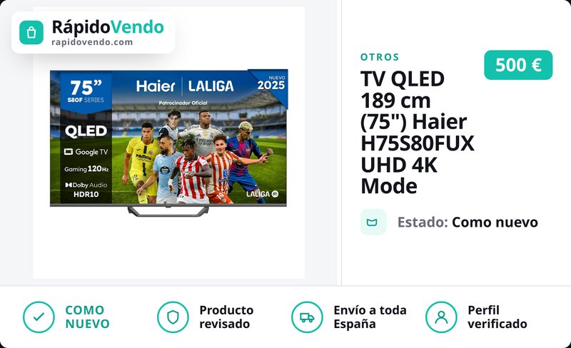 TV Haier 75 QLED H75S80FUX UHD 4K