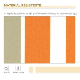 Toldo Manual Retráctil 300x250cm Amarillo Blanco