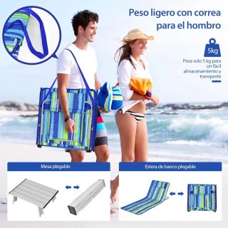Set de 2 Tumbonas Plegables para Playa Alfombrilla